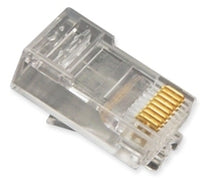 100-pack of Cat5e and Cat6 RJ45 connectors for round solid cable networking installations