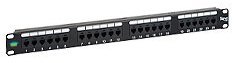 ICC USOC Cat 3 Voice 24 Port 6P6C Telco Patch Panel mounted in 1RU rack space with organized port layout