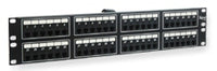 ICC 48-port 6P2C rack mount telco patch panel with 2RU form factor for structured cabling installations