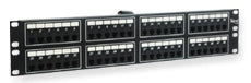 ICC 48-port 6P2C rack mount telco patch panel with 2RU form factor for structured cabling installations