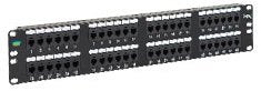 ICC USOC Cat 3 Voice 48-port 6P6C telco patch panel with 2RU rack mount hardware for structured cabling