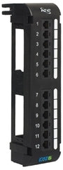 ICC Cat 6 vertical 12 port patch panel with black frame and labeled port positions for network cabling installation Main image