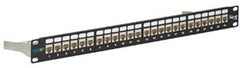 ICC Cat6A 10Gig FTP shielded 24 port patch panel with black metal frame for network rack installation