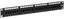 24-port Cat 6 feedthru patch panel 1RU rack mount with black finish and staggered port layout