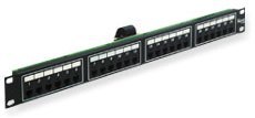 24-port 8P2C rack mount telco patch panel with 1RU form factor for network cabling infrastructure