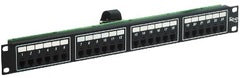 ICC 24 port 8P2C female telco patch panel mounted in 1RU rack space with black connectors Main image