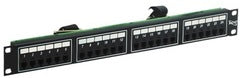 ICC 24 Port 8P4C Female Telco Patch Panel mounted in 1RU rack space with four horizontal connector sections Main image