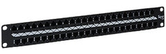 ICC 48 port Cat5e feedthru patch panel, 1RU rack mount networking hardware for structured cabling infrastructure