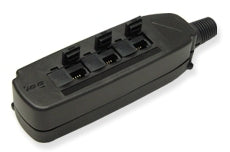 6-port mobile Cat5e patch panel with black housing and cable management features for network cabling Main image