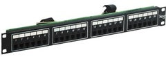 24-port 6P4C female Telco patch panel mounted in 1RU rack space with black metal frame Main image