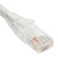 ICC Cat5e clear boot patch cord 14 feet white, RJ45 connector visible