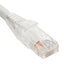 ICC Cat6 clear boot patch cord 14ft white connector with RJ45 end displayed at angle