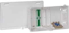 ICC 8 Net Media Center Como Kit open enclosure showing internal wiring panel and component storage compartments