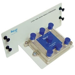 ICC 2 GHz coaxial cable video splitter resi module with 1x6 configuration, featuring blue resistor components and coaxial co… Main image