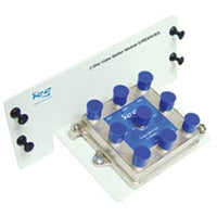 ICC 2 GHz coaxial cable video splitter resi module 1x8 with blue connector blocks and mounting hardware