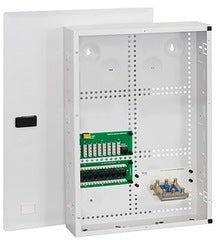 ICC 21 Voice Data Video Net Media Center Combo Kit with open cabinet door revealing internal circuit board and wiring compon…