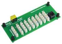 ICC 8 port telephone module with RJ31 connector on green circuit board with yellow and black components