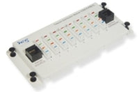 ICC 8 port telephone expansion module with beige face plate and black toggle switches for structured cabling