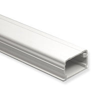 White aluminum ICC raceway section measuring 3/4 inch width by 1/2 inch height, 6 feet long cable management duct