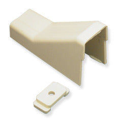 Ivory ceiling entry raceway clip with 1 1/4 inch opening and adhesive backing for cable management installation