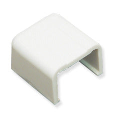 White 1 1/4 inch ICC raceway end cap with hollow rectangular opening for cable management