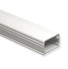 White aluminum ICC raceway cable management section, 1 3/4 inch width by 1 inch height, 6 feet long