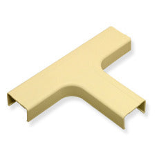 Ivory 1 3/4 inch T-shaped raceway tee fitting for cable management and structured cabling systems
