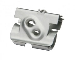 Gray plastic multi-purpose clip for networking cable management with dual oval openings and mounting brackets