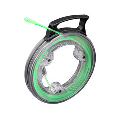 Klein Glow in the Dark Fish Tape 20-foot coiled with black handle and green glowing line for cable pulling
