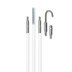 Klein 15-foot mid-flex glow rod set with multiple white rods and metal connectors for cable pulling Main image