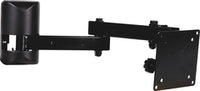 Black articulating wall mount for flat panel displays 10 to 23 inches with adjustable arm and mounting bracket