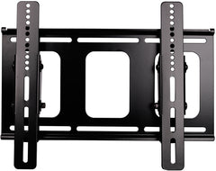 Black flat panel TV wall mount with tilt function for 27 to 42 inch displays, featuring dual vertical rails and mounting har…