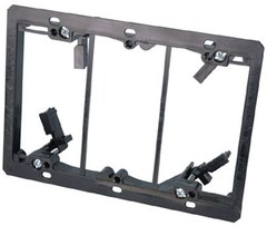 Arlington 3-gang low voltage mounting bracket for existing construction with black frame and mounting hardware