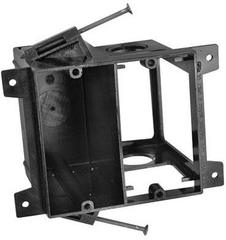 Arlington black nail-on power and low voltage new construction box with open frame design and mounting hardware