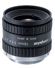 Computar 2/3 inch 16mm f1.4 megapixel lens with locking iris and focus mechanisms for industrial imaging applications Main image