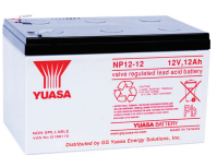 Yuasa NP12-12 12V 12Ah rechargeable lead-acid battery with red and white labeling for backup power systems Main image