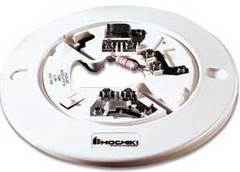 Hochiki NS conventional detector base with 43mA rating, white circular mount with internal components visible