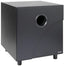 Linear 100 Watt 12 Inch Powered Subwoofer with dark gray cabinet and front-mounted port