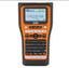 P-touch EDGE handheld industrial label printer with orange and black casing, LCD display screen, and QWERTY keyboard