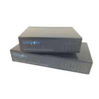 GEP-32005T-2 5-port gigabit desktop switch with dual stacked units showing network connectivity hardware