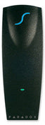 Paradox 4-Wire Indoor/Outdoor Proximity Reader with dark casing and blue indicator light for access control systems
