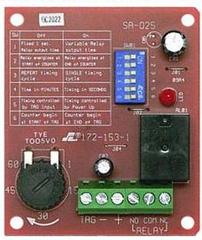 SECO-LARM Enforcer SA-025 programmable timer module with blue relay switches, terminal connectors, and control circuitry Main image