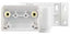 White heavy duty outdoor swivel bracket with dual brass connectors and wall-mounting plate for network cabling installations