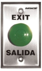 SECO-LARM stainless steel exit request plate with green illuminated button and bilingual Exit/Salida labels Main image