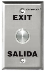 SECO-LARM vandal-proof exit push button plate with stainless steel finish and bilingual EXIT and SALIDA text Main image
