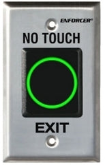 SECO-LARM no touch exit request plate with illuminated green circular button on stainless steel faceplate Main image