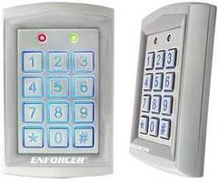 SECO-LARM weatherproof stand-alone access control keypad with illuminated buttons and outdoor-rated metal housing