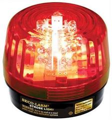 Red strobe light beacon with cross symbol, 6-12VDC rated for security and alarm applications