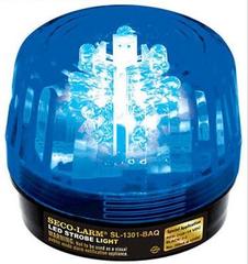 SECO-LARM blue LED strobe light with cross symbol, 6-14VDC security beacon with dome housing Main image