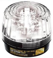 SECO-LARM clear LED strobe light with black base, 6-14VDC security beacon for data centers and network cabinets